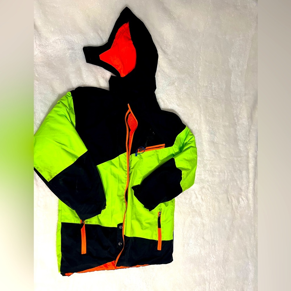 Spider black green full zip coat jacket boys size 16. Winter ski warm hooded.